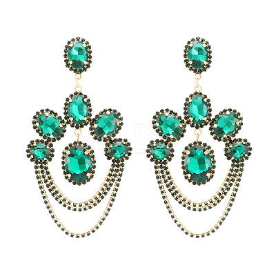 Arch with Oval Alloy Rhinestone Dangle Stud Earrings WGCD708-01-1