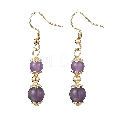 Natural Mixed Stone Round Dangle Earrings EJEW-JE06822-1