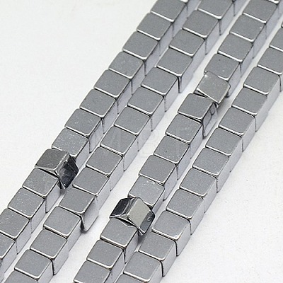 Electroplate Non-magnetic Synthetic Hematite Beads Strands G-J170A-3x3mm-M-1