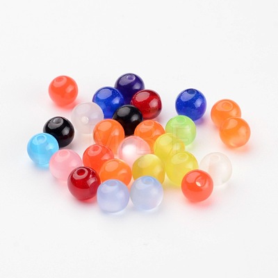 Mixed Color Round Imitated Cat Eye Resin Beads X-RB001Y-1