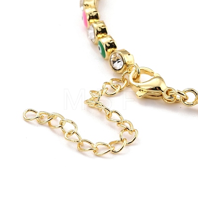 Flat Round with Evil Eye Link Chain Bracelet BJEW-C007-05G-03-1