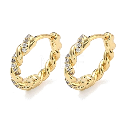 Brass Micro Pave Clear Cubic Zirconia Hoop Earrings EJEW-C182-05B-G-1