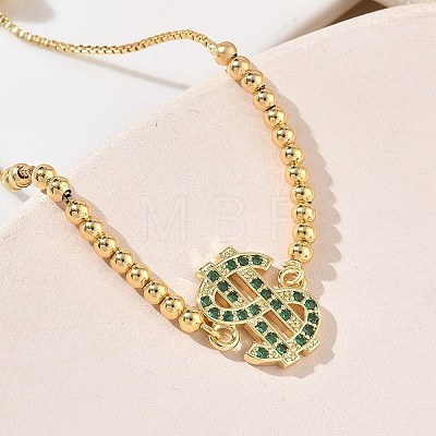 Brass Micro Pave Cubic Zirconia Slider Bracelets KK-H279-14G-01-1