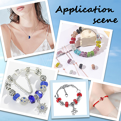 Handmade Polymer Clay Rhinestone European Large Hole Beads with Silver Color Plated Brass Cores FPDL-PA0001-02C-1