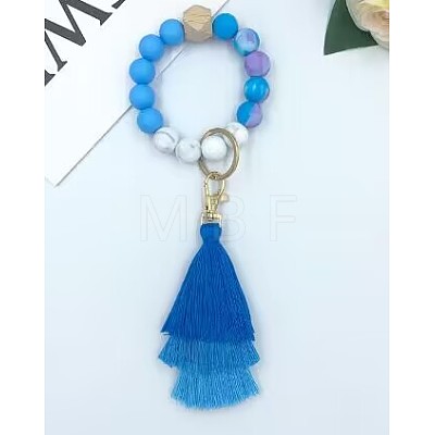 Silicone Round Beaded Keychain Wristlet KEYC-SZC0005-01D-1