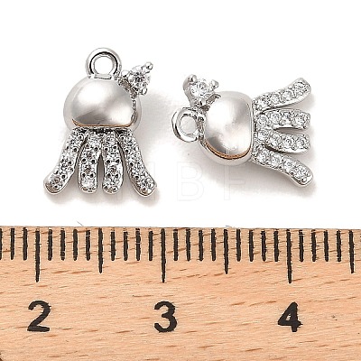 Brass Micro Pave Clear Cubic Zirconia Charms KK-C054-07P-1