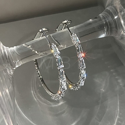 Alloy Rhinestone Ring Hoop Earrings for Women WG80053-56-1