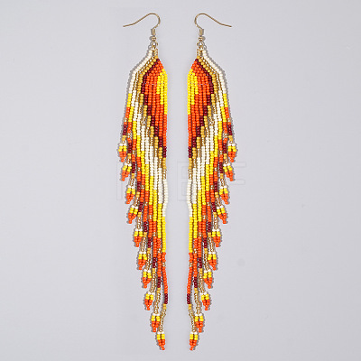 Bohemian Long Tassel Glass Seed Beaded Dangle Earrings for Women LS-IW9172-4-1