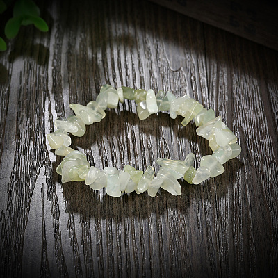 Natural New Jade Chips Stretch Bracelets BJEW-BB16534-A-1