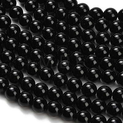 Natural Black Onyx(Dyed & Heated) Beads Strands G-H329-C06-6mm-1