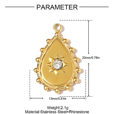304 Stainless Steel Rhinestone Pendants STAS-OY008-85G-1