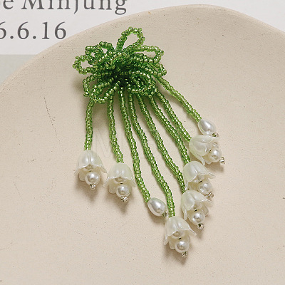 Handmade Glass Seed Beads Flower Tassel Stud Earrings FS-WG63232-06-1