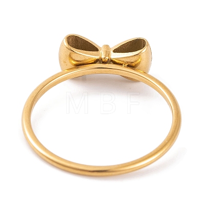 304 Stainless Steel Bowknot Finger Ring for Women RJEW-C086-01-G-1