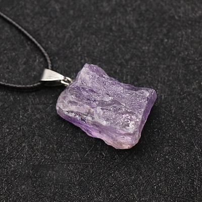 Natural Amethyst Raw Rough Nuggets Pendant Necklace FS-WG50F2C-05-1