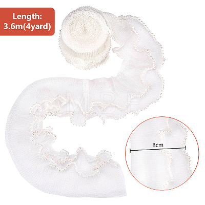 2 Layer Polyester Pleated Lace Trim OCOR-WH0088-46A-1