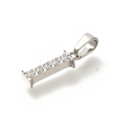 Ion Plating(IP) 304 Stainless Steel Micro Pave Cubic Zirconia Pendants STAS-H228-02P-01-1