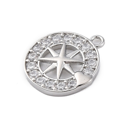 Brass Micro Pave Cubic Zirconia Pendants KK-P289-05P-1