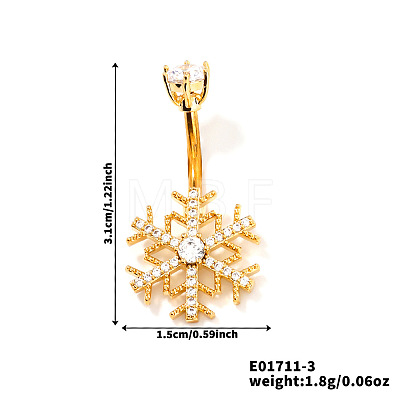 Chic and Simple Brass Full Crystal Rhinestone Snowflake Curved Barbell Belly Button Rings DN7617-3-1