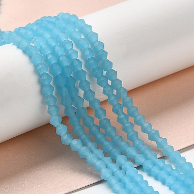 Imitation Jade Frosted Glass Bead Strands GLAA-F029-JM4mm-B03-1