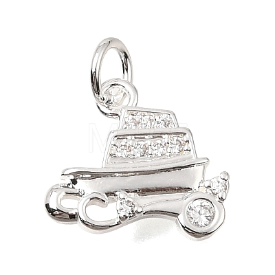 Brass Micro Pave Clear Cubic Zirconia Charms CU-CBAEEA8-30P-1