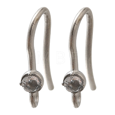 304 Stainless Steel Rhinestone Earring Hooks STAS-D310-01P-04-1