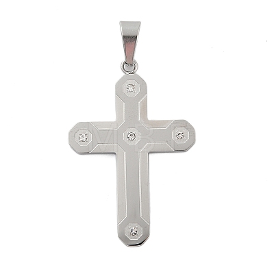 304 Stainless Steel Rhinestone Pendants STAS-G346-47E-P-1
