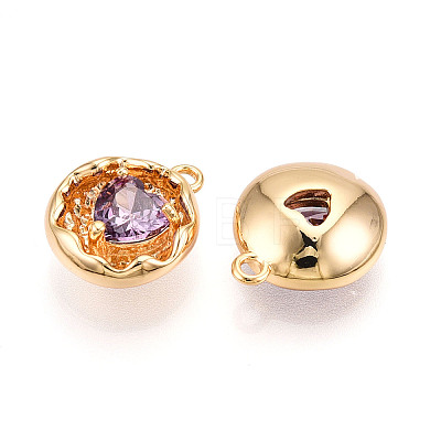 Brass Micro Pave Cubic Zirconia Charms KK-N262-114C-G-1