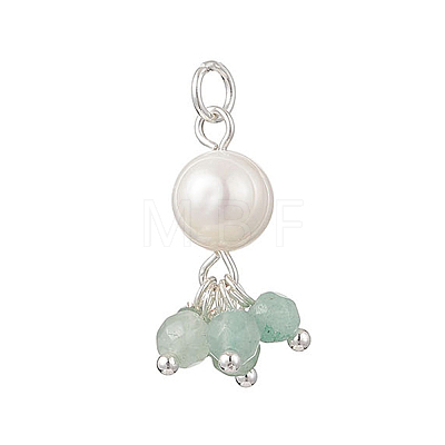Natural Green Aventurine & Garne & Amethyst & Rose Quartz & Apatite Faceted Round & Potato Pearl Pendants PALLOY-JF04750-02-1