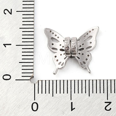 Rhodium Plated 925 Sterling Silver Clear Cubic Zirconia Butterfly Charms STER-U005-02P-1