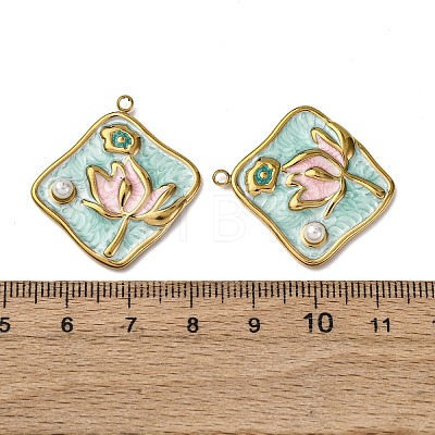 304 Stainless Steel Enamel Pendants STAS-P406-26D-G-1