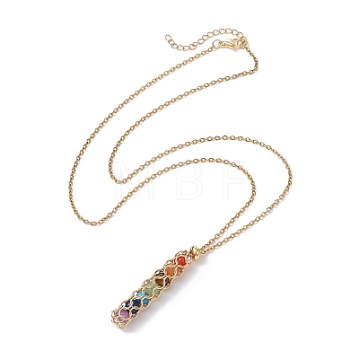 Natural Mixed Gemstone Chakra Theme Necklace NJEW-JN04576-02-1