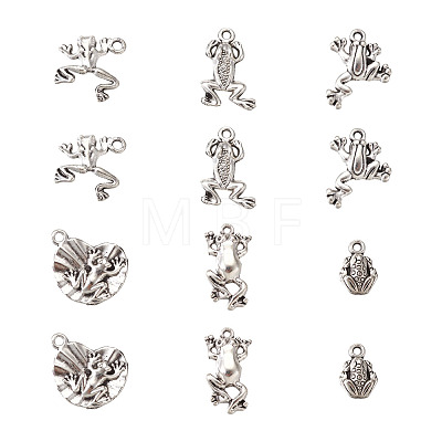  Tibetan Style Alloy Frog Shape Pendants & Rhinestone Settings TIBEP-TA0002-34AS-RS-1