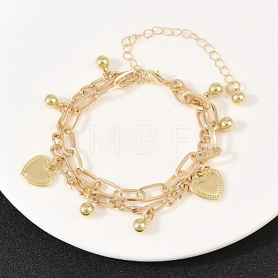 Iron Figaro & Paperclip Chain Double Layers Bracelets Link Bracelets for Women BJEW-A156-01G-1