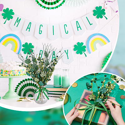 8Pcs 2 Styles Silk Cloth Artificial Clover Cuttings AJEW-OC0015-61-1