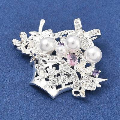 Brass Micro Pave Cubic Zirconia Pendants KK-B172-04S-1
