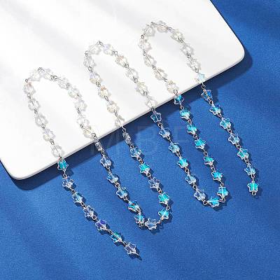 Iron Glass Handmade Star Link Chains AJEW-JB01435-1