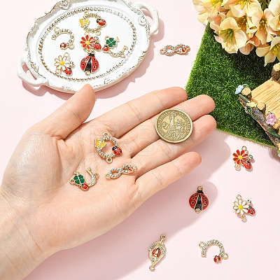16Pcs 8 Styles Zinc Alloy Enamel Connector Charms FIND-YW0012-70-1