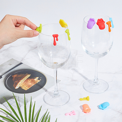  2 Sets 2 Style Silicone Wine Glass Charms DIY-NB0010-54-1