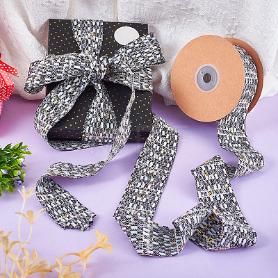 10 Yards Polyester Ribbon with Metallic Trimming OCOR-TAC0034-01-1