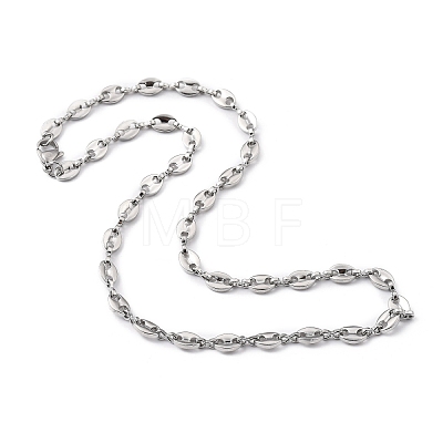 304 Stainless Steel Coffee Bean Chain Necklaces and  Pendant Necklaces Sets NJEW-JN03083-1