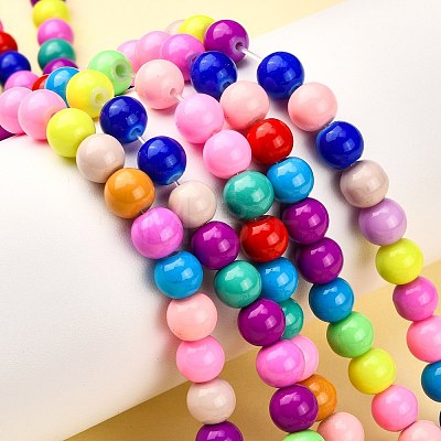 Baking Paint Glass Beads Strands X-DGLA-MSMC001-11-1