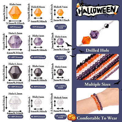  12 Strands 12 Style Halloween Theme Transparent Glass Beads Strands GLAA-TA0001-42-1