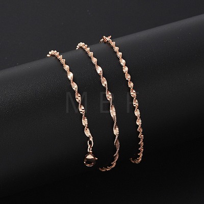 Brass Singapore Chains Necklaces for Women NJEW-D302-36RG-1