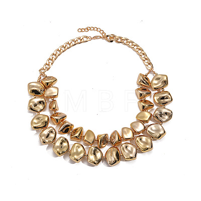 CCB Nuggets Beaded Double Layer Necklaces with Alloy Chains for Women WG24CCD-01-1