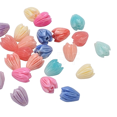 40Pcs 8 Colors Shell Powder Resin Beads RESI-CJ0001-144-1