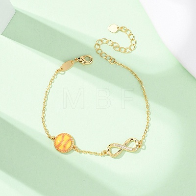 Sports Brass Micro Pave Cubic Zirconia Infinity Link Bracelets BJEW-D386-01D-G-1