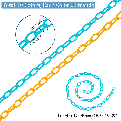   20 Strands 10 Colors Opaque Acrylic Cable Chains SACR-PH0002-11-1