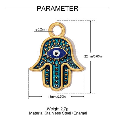 304 Stainless Steel with Steel Blue Enamel Pendants SA-OY002-31G-1