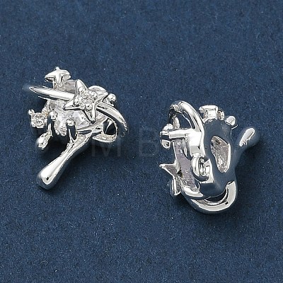 Brass Micro Pave Clear Cubic Zirconia Charms CU-CBAB0CF-21S-1