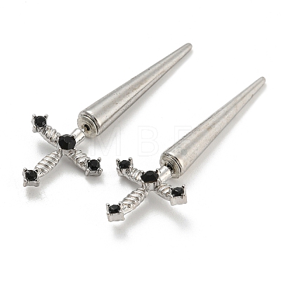 Alloy with Rhinestone Front Back Stud Earrings EJEW-B031-04P-1